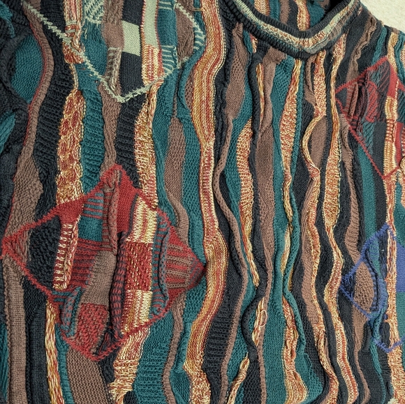 COOGI style Croft & Barrow Multicolor 3D Texture Knit Diamond Crewneck XL - Picture 6 of 8
